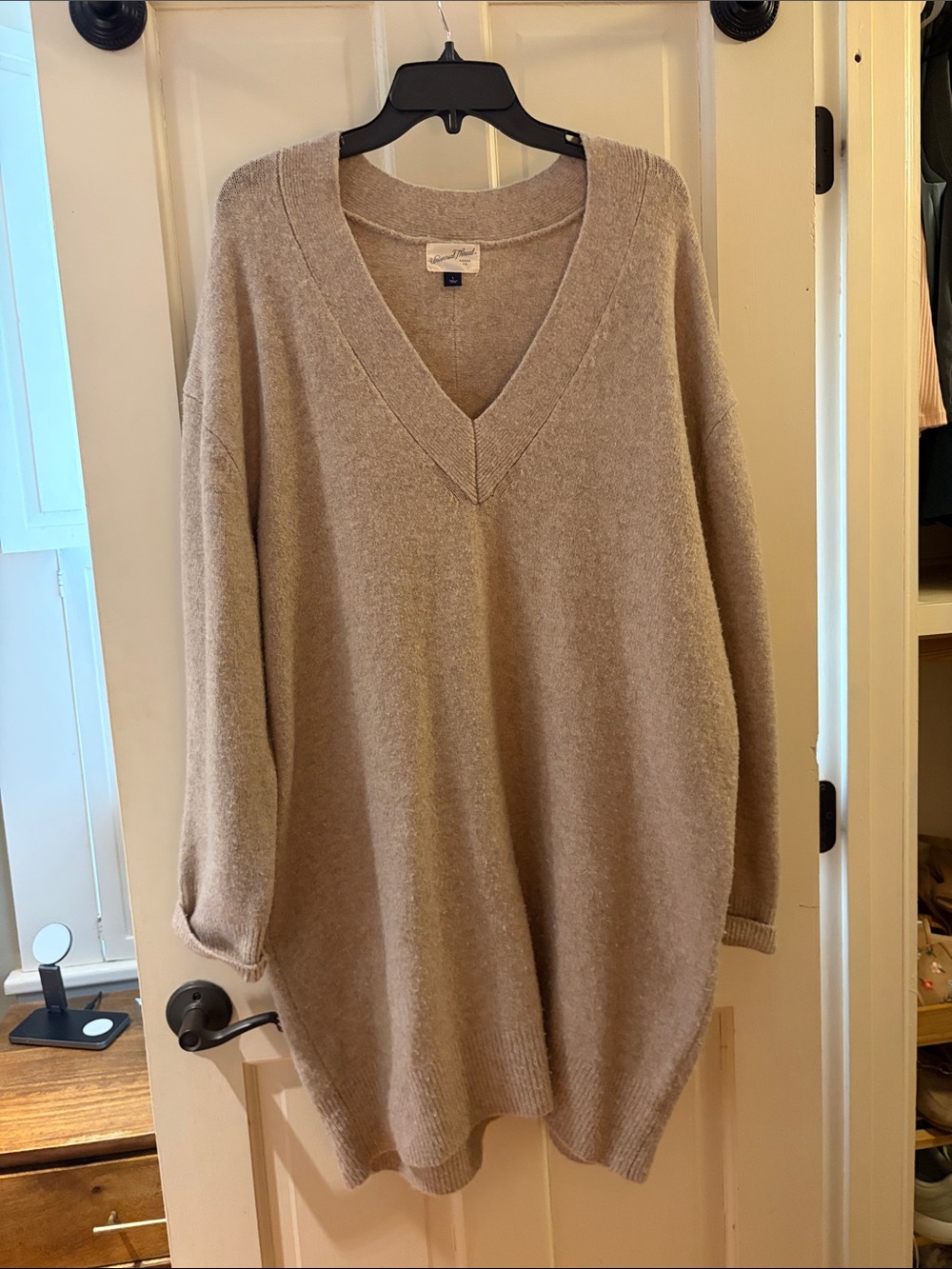 Universal Thread Beige V-Neck Oversized Sweater Dress